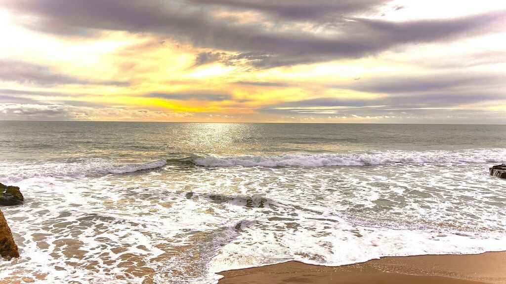 Ein Blick auf das Meer vom Ufer eines Strandes aus